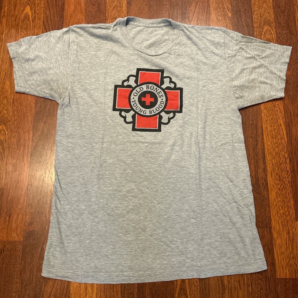Old Bones Therapy Skateboarding Streetwear Grey TShirt Size Medium